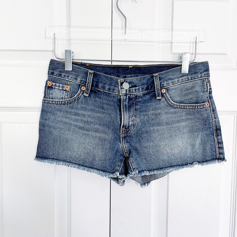 Levi's Cut Off Denim Shorts Frayed Hem Blue Jean Festival Summer Y2K Western